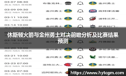 休斯顿火箭与金州勇士对决前瞻分析及比赛结果预测